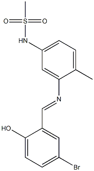 N-{3-[(5-bromo-2-hydroxybenzylidene)amino]-4-methylphenyl}methanesulfonamide Struktur