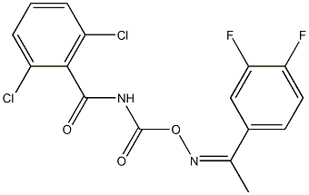 (2,6-dichlorophenyl){[({[1-(3,4-difluorophenyl)ethylidene]amino}oxy)carbonyl]amino}methanone Struktur