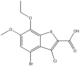 4-bromo-3-chloro-7-ethoxy-6-methoxybenzo[b]thiophene-2-carboxylic acid Struktur