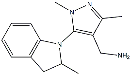 [1,3-dimethyl-5-(2-methyl-2,3-dihydro-1H-indol-1-yl)-1H-pyrazol-4-yl]methanamine Struktur