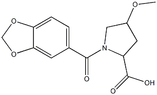 1-(1,3-benzodioxol-5-ylcarbonyl)-4-methoxypyrrolidine-2-carboxylic acid Struktur