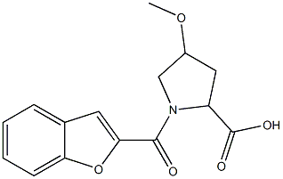 1-(1-benzofuran-2-ylcarbonyl)-4-methoxypyrrolidine-2-carboxylic acid Struktur