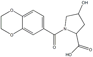 1-(2,3-dihydro-1,4-benzodioxin-6-ylcarbonyl)-4-hydroxypyrrolidine-2-carboxylic acid Struktur