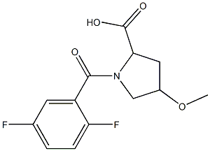 1-(2,5-difluorobenzoyl)-4-methoxypyrrolidine-2-carboxylic acid Struktur