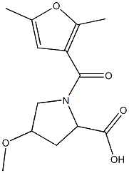 1-(2,5-dimethyl-3-furoyl)-4-methoxypyrrolidine-2-carboxylic acid Struktur