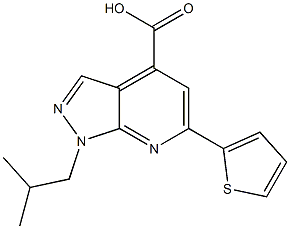 1-(2-methylpropyl)-6-(thiophen-2-yl)-1H-pyrazolo[3,4-b]pyridine-4-carboxylic acid Struktur