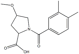 1-(3,4-dimethylbenzoyl)-4-methoxypyrrolidine-2-carboxylic acid Struktur