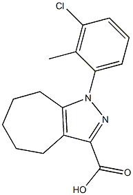 1-(3-chloro-2-methylphenyl)-1,4,5,6,7,8-hexahydrocyclohepta[c]pyrazole-3-carboxylic acid Struktur