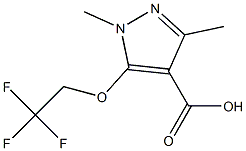 1,3-dimethyl-5-(2,2,2-trifluoroethoxy)-1H-pyrazole-4-carboxylic acid Struktur