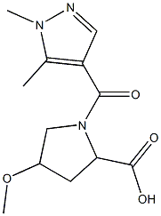 1-[(1,5-dimethyl-1H-pyrazol-4-yl)carbonyl]-4-methoxypyrrolidine-2-carboxylic acid Struktur