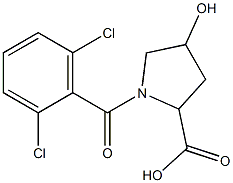 1-[(2,6-dichlorophenyl)carbonyl]-4-hydroxypyrrolidine-2-carboxylic acid Struktur