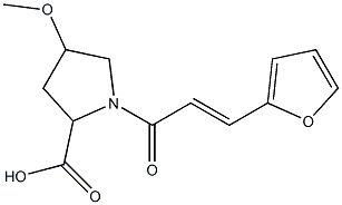 1-[(2E)-3-(2-furyl)prop-2-enoyl]-4-methoxypyrrolidine-2-carboxylic acid Struktur