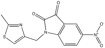 1-[(2-methyl-1,3-thiazol-4-yl)methyl]-5-nitro-2,3-dihydro-1H-indole-2,3-dione Struktur