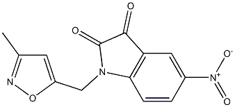 1-[(3-methyl-1,2-oxazol-5-yl)methyl]-5-nitro-2,3-dihydro-1H-indole-2,3-dione Struktur