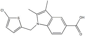 1-[(5-chlorothiophen-2-yl)methyl]-2,3-dimethyl-1H-indole-5-carboxylic acid Struktur