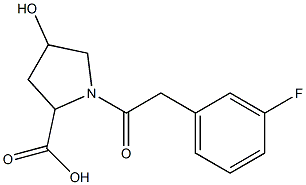 1-[2-(3-fluorophenyl)acetyl]-4-hydroxypyrrolidine-2-carboxylic acid Struktur