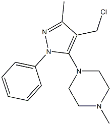 1-[4-(chloromethyl)-3-methyl-1-phenyl-1H-pyrazol-5-yl]-4-methylpiperazine Struktur