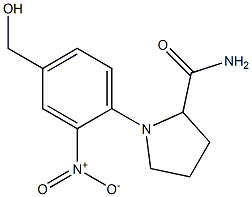 1-[4-(hydroxymethyl)-2-nitrophenyl]pyrrolidine-2-carboxamide Struktur