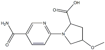 1-[5-(aminocarbonyl)pyridin-2-yl]-4-methoxypyrrolidine-2-carboxylic acid Struktur