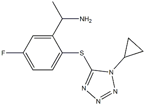 1-{2-[(1-cyclopropyl-1H-1,2,3,4-tetrazol-5-yl)sulfanyl]-5-fluorophenyl}ethan-1-amine Struktur