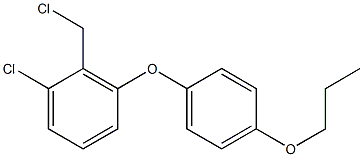 1-chloro-2-(chloromethyl)-3-(4-propoxyphenoxy)benzene Struktur