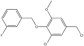 1-chloro-5-(chloromethyl)-2-[(3-fluorophenyl)methoxy]-3-methoxybenzene Struktur