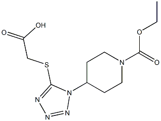 2-({1-[1-(ethoxycarbonyl)piperidin-4-yl]-1H-1,2,3,4-tetrazol-5-yl}sulfanyl)acetic acid Struktur