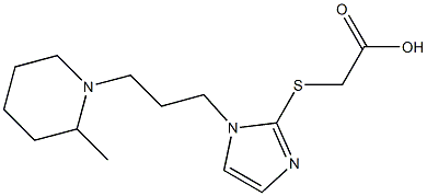 2-({1-[3-(2-methylpiperidin-1-yl)propyl]-1H-imidazol-2-yl}sulfanyl)acetic acid Struktur