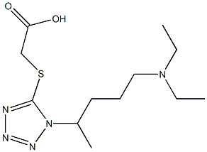 2-({1-[4-(diethylamino)-1-methylbutyl]-1H-1,2,3,4-tetrazol-5-yl}sulfanyl)acetic acid Struktur