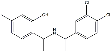 2-(1-{[1-(3,4-dichlorophenyl)ethyl]amino}ethyl)-5-methylphenol Struktur