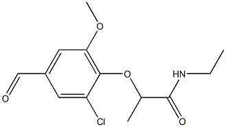 2-(2-chloro-4-formyl-6-methoxyphenoxy)-N-ethylpropanamide Struktur