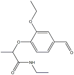 2-(2-ethoxy-4-formylphenoxy)-N-ethylpropanamide Struktur