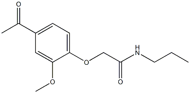 2-(4-acetyl-2-methoxyphenoxy)-N-propylacetamide Struktur