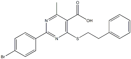 2-(4-bromophenyl)-4-methyl-6-[(2-phenylethyl)thio]pyrimidine-5-carboxylic acid Struktur