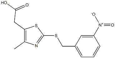 2-(4-methyl-2-{[(3-nitrophenyl)methyl]sulfanyl}-1,3-thiazol-5-yl)acetic acid Struktur