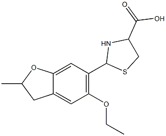 2-(5-ethoxy-2-methyl-2,3-dihydro-1-benzofuran-6-yl)-1,3-thiazolidine-4-carboxylic acid Struktur