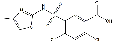 2,4-dichloro-5-[(4-methyl-1,3-thiazol-2-yl)sulfamoyl]benzoic acid Struktur