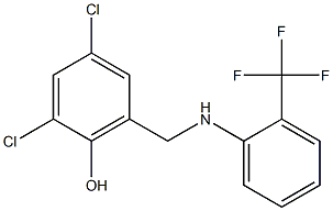 2,4-dichloro-6-({[2-(trifluoromethyl)phenyl]amino}methyl)phenol Struktur