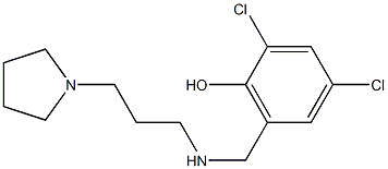 2,4-dichloro-6-({[3-(pyrrolidin-1-yl)propyl]amino}methyl)phenol Struktur