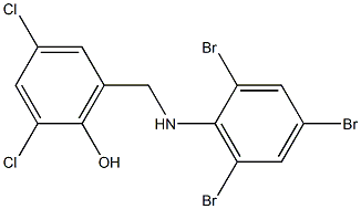 2,4-dichloro-6-{[(2,4,6-tribromophenyl)amino]methyl}phenol Struktur