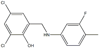 2,4-dichloro-6-{[(3-fluoro-4-methylphenyl)amino]methyl}phenol Struktur