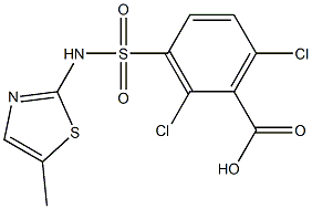 2,6-dichloro-3-[(5-methyl-1,3-thiazol-2-yl)sulfamoyl]benzoic acid Struktur