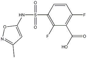 2,6-difluoro-3-[(3-methyl-1,2-oxazol-5-yl)sulfamoyl]benzoic acid Struktur