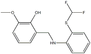 2-[({2-[(difluoromethyl)sulfanyl]phenyl}amino)methyl]-6-methoxyphenol Struktur