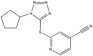 2-[(1-cyclopentyl-1H-1,2,3,4-tetrazol-5-yl)sulfanyl]pyridine-4-carbonitrile Struktur