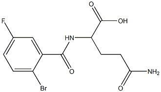 2-[(2-bromo-5-fluorophenyl)formamido]-4-carbamoylbutanoic acid Struktur