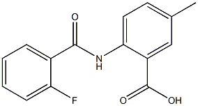 2-[(2-fluorobenzene)amido]-5-methylbenzoic acid Struktur