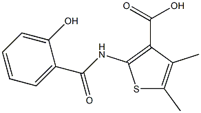 2-[(2-hydroxybenzoyl)amino]-4,5-dimethylthiophene-3-carboxylic acid Struktur