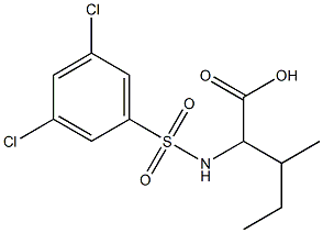 2-[(3,5-dichlorobenzene)sulfonamido]-3-methylpentanoic acid Struktur