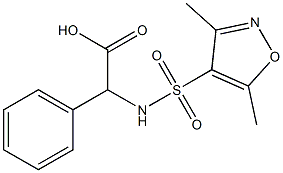 2-[(3,5-dimethyl-1,2-oxazole-4-)sulfonamido]-2-phenylacetic acid Struktur